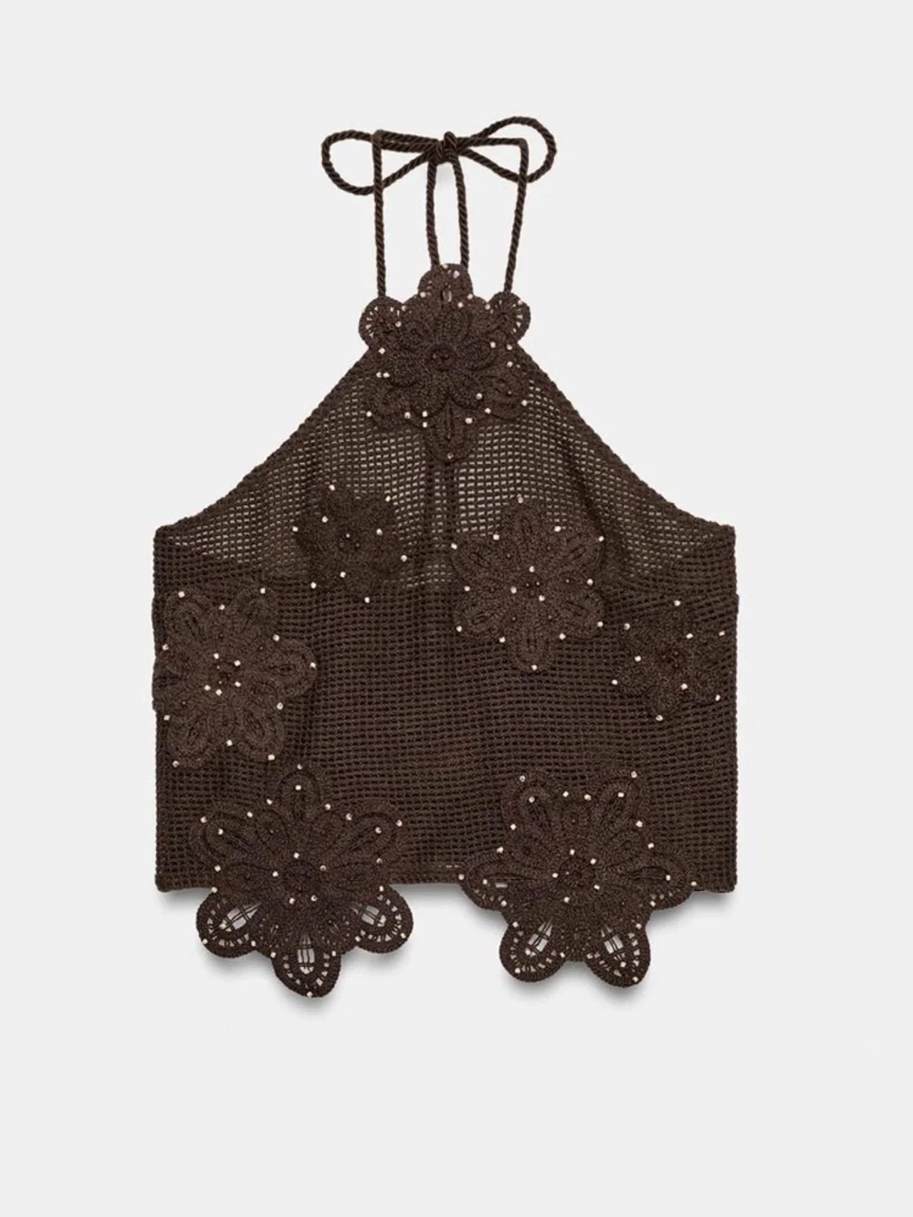 ZARA BEADED CROCHET CROP TOP
